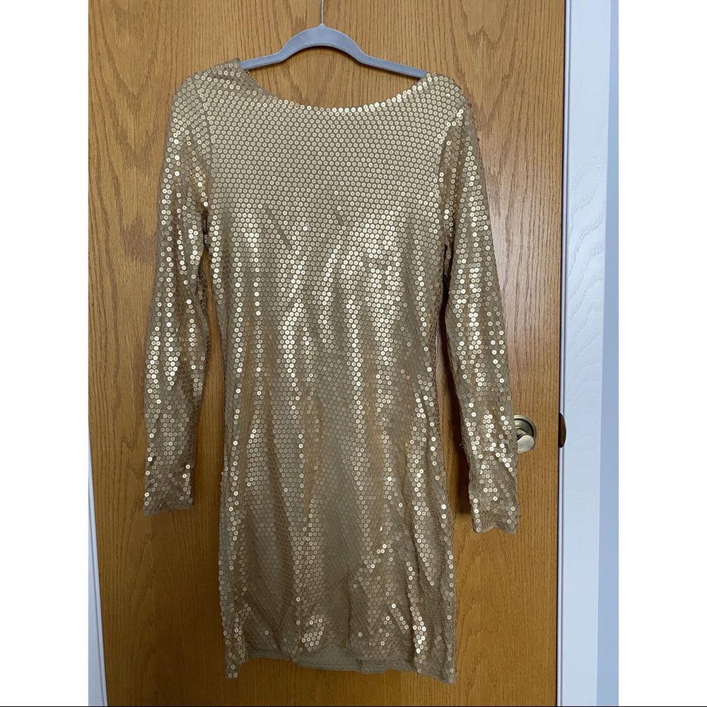 Michael Kors Vintage Gold Sequins Midi Dress